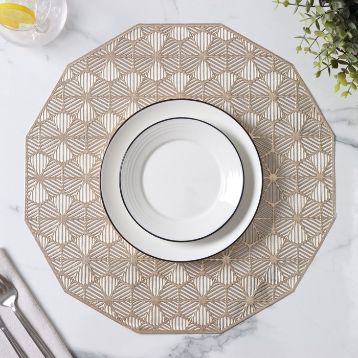 Салфетки сервировочные на стол Доляна &laquo;Гипноз&raquo;, 4 шт, d=38 см, цвет золотой