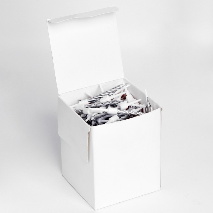 Набор свечи в торт  Набор свечи в торт "Спираль", 200шт, 5 см, серебряный металлик