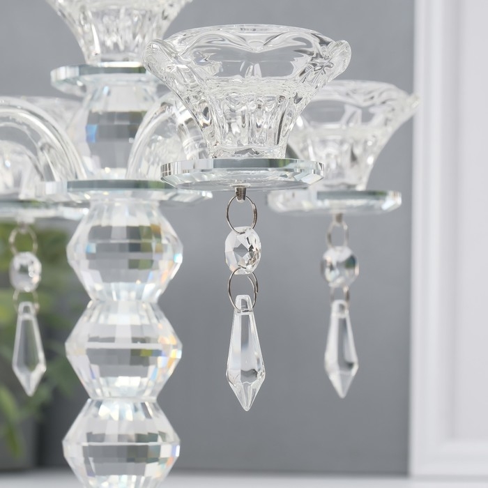 Подсвечник стекло на 5 свечей Подсвечник стекло на 5 свечей "Канделябр" 19х23х23 см