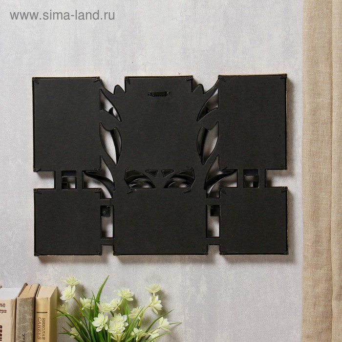 Фоторамка пластик на 6 фото 10х10, 10х15 см "Тюльпаны" т.золото 33,5х47 см