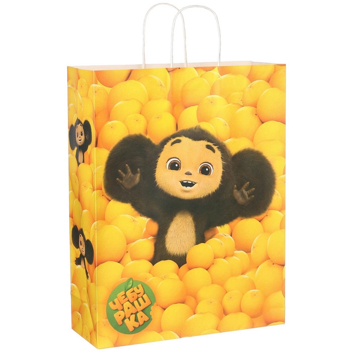 Пакет подарочный, 31х40х11.5 см, крафт, упаковка, Чебурашка Пакет подарочный, 31х40х11.5 см, крафт, упаковка, Чебурашка