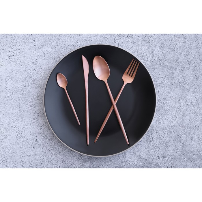 Столовые приборы из нержавеющей стали Magistro «Оску базис», 4 предмета, цвет бронзовый Столовые приборы из нержавеющей стали Magistro «Оску базис», 4 предмета, цвет бронзовый