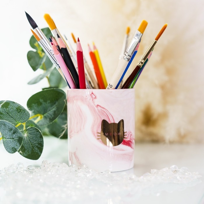 Горшок для цветов с тиснением, «Мяу», 8 х 9.5 см Горшок для цветов с тиснением, «Мяу», 8 х 9.5 см