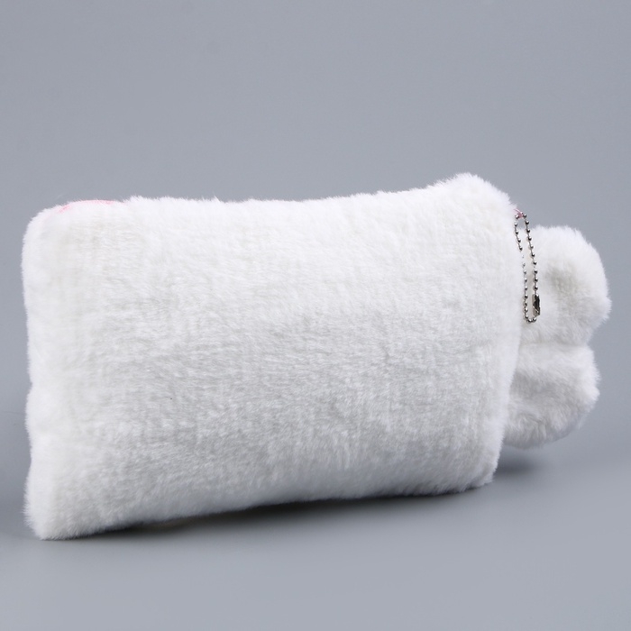 Пенал школьный мягкий «Зайчик», 21 × 13 см, плюш, белый цвет Пенал школьный мягкий «Зайчик», 21 × 13 см, плюш, белый цвет