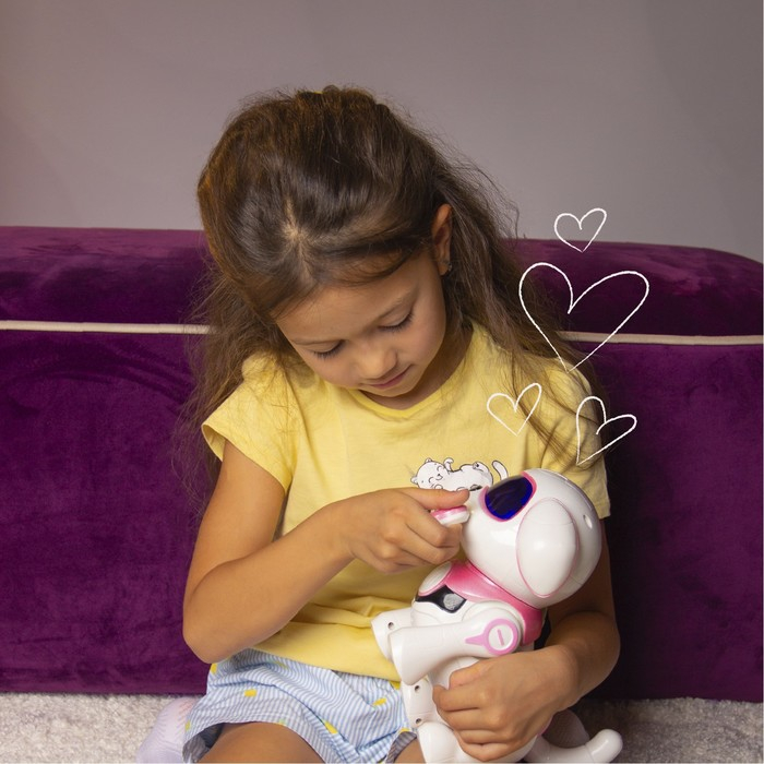 Робот собака &laquo;Чаппи&raquo; IQ BOT, интерактивный: сенсорный, свет, звук, музыкальный, танцующий, на аккумуляторе, на русском языке, розовый