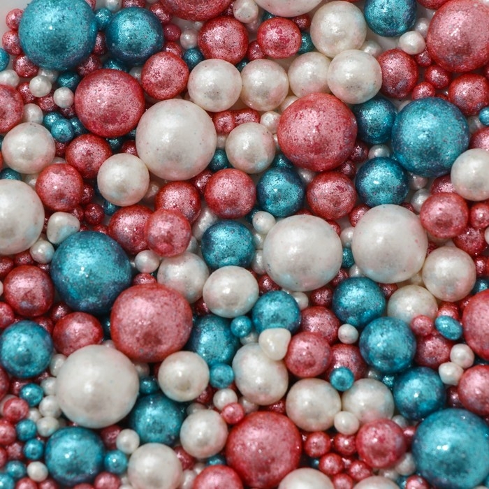 Кондитерская посыпка "Блеск": белоснежная, розовая, голубая, 50 г