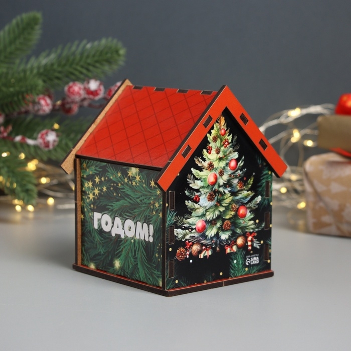 Новогодний чайный домик  Новогодний чайный домик "С Новым годом" 10,5х9,5х12 см