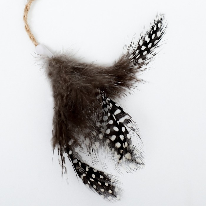 Игрушка для кошек с кошачьей мятой и перьями  Игрушка для кошек с кошачьей мятой и перьями "Бурундук", 10 см, с бубенчиком