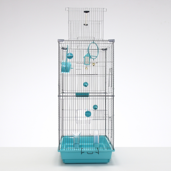 Клетка для птиц Клетка для птиц "Пижон" №104-Б, разборная, 2 секции, 58 х 40 х 88см, бирюзовая