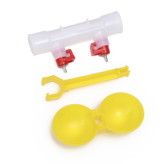 Поилка ниппельная, для домашних животных, с каплеуловителем (двойная) , Greengo Поилка ниппельная, для домашних животных, с каплеуловителем (двойная) , Greengo