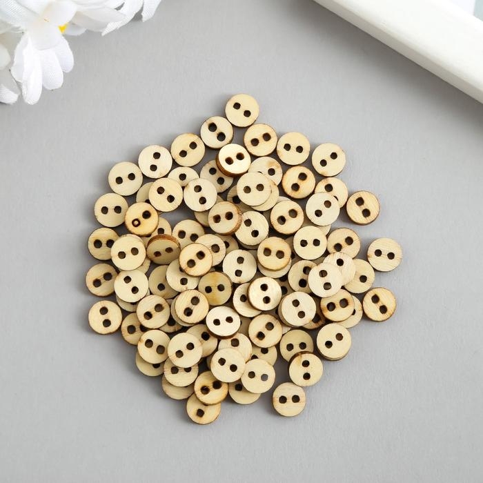 Пуговицы дерево для творчества 2 прокола Пуговицы дерево для творчества 2 прокола "Простые" набор 100 шт 0,8х0,8х0,2 см