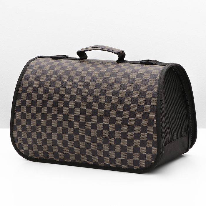 Сумка-переноска для животных с окном  Сумка-переноска для животных с окном "Клетка", коричневая, 40 х 26 х 26 см