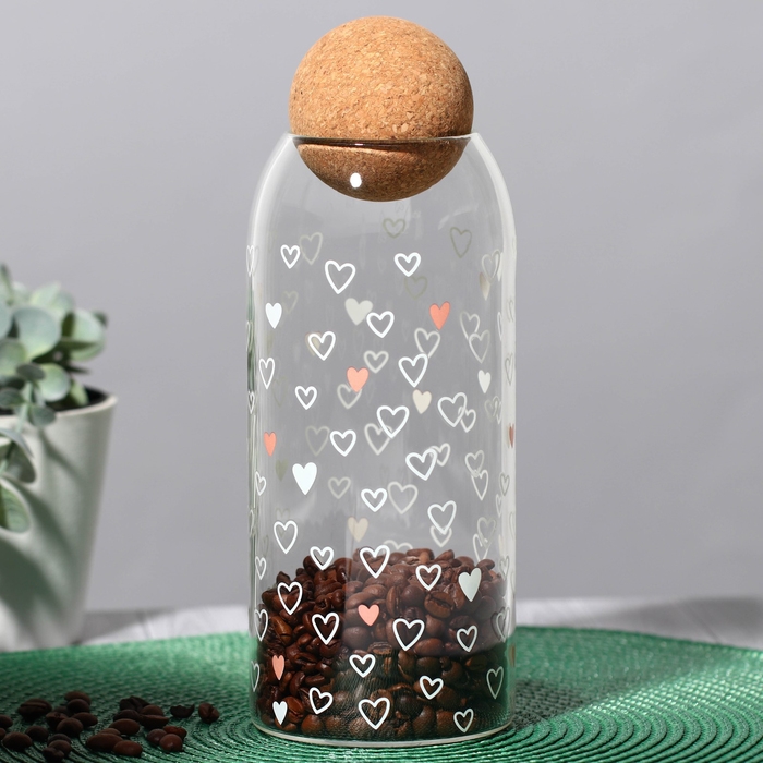 Банка для хранения сыпучих продуктов и круп &laquo;Сердечки&raquo;, 1000 мл