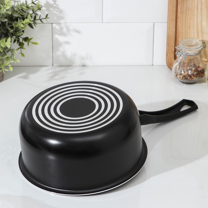 Ковш Consul, 2,7 л, стеклянная крышка, пластиковая ручка, антипригарное покрытие, цвет чёрный Ковш Consul, 2,7 л, стеклянная крышка, пластиковая ручка, антипригарное покрытие, цвет чёрный