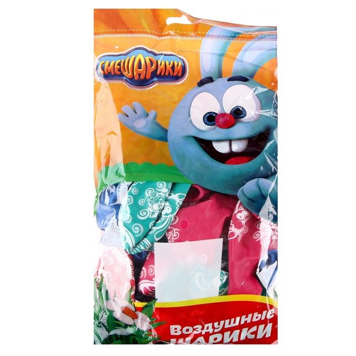 Шар латексный 14 Шар латексный 14" «Смешарики», пастель, 5 ст. рисунок, набор 25 шт. МИКС
