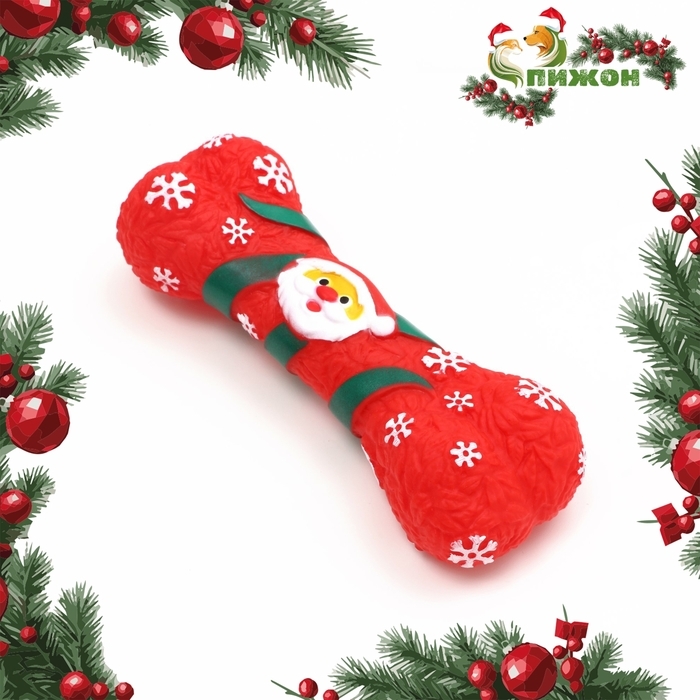 Новый год. Игрушка пищащая для собак  Новый год. Игрушка пищащая для собак "Новогодняя кость", виниловая, 18 х 5,6 х 4 см