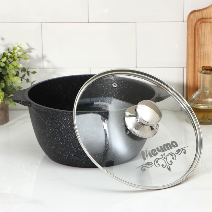 Кастрюля «Гранит Star», 4 л, d=24 см, h= 12 см, антипригарное покрытие, цвет чёрный Кастрюля «Гранит Star», 4 л, d=24 см, h= 12 см, антипригарное покрытие, цвет чёрный