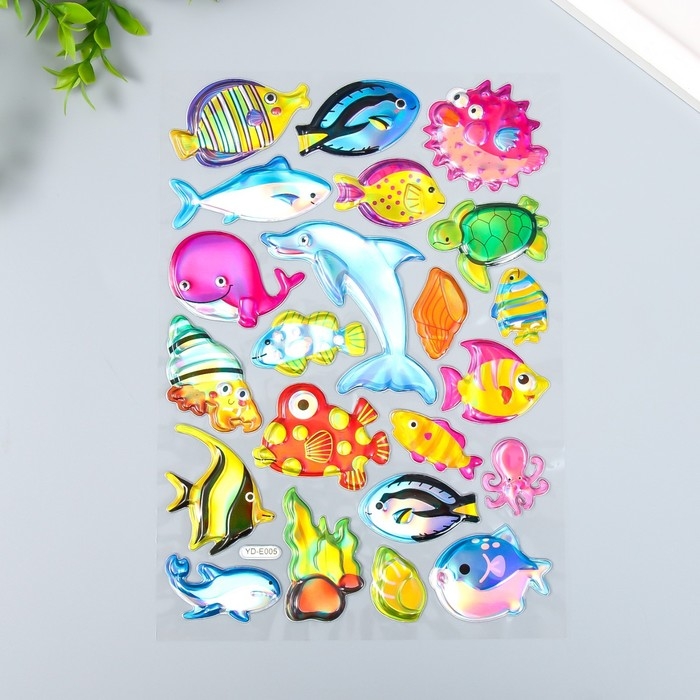 Наклейка пластик голография с металлическим отливом Наклейка пластик голография с металлическим отливом "Подводный мир" 9,5х27 см