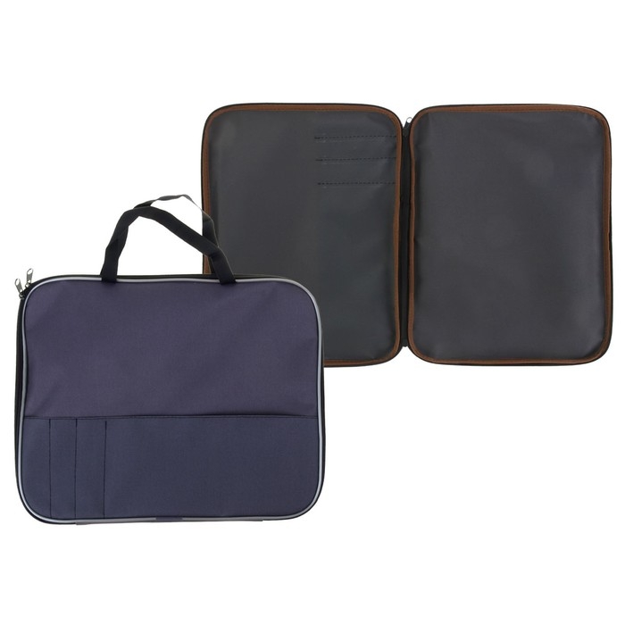 Папка с ручками текстиль А4, 350 х 275мм, Офис, ПДМ-4, внешний карман, серая Папка с ручками текстиль А4, 350 х 275мм, Офис, ПДМ-4, внешний карман, серая