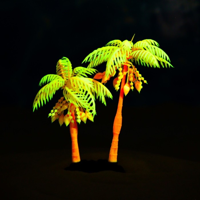 Растение искусственное аквариумное  Растение искусственное аквариумное "Пальма", светящееся, 14 см, красное