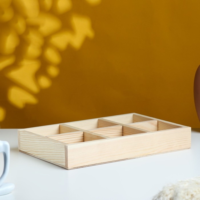 Кашпо деревянное 28×19×5 см  Кашпо деревянное 28×19×5 см "Six, 6 ячеек", натуральный Дарим Красиво