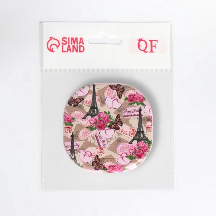 Зеркало карманное «Узор», с подставкой, 8 × 8 см, цвет розовый Зеркало карманное «Узор», с подставкой, 8 × 8 см, цвет розовый