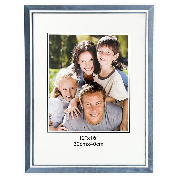 Фоторамка пластик 30х40 см Фоторамка пластик 30х40 см "Серая древесина с двойной белой рамкой" 43,4х33,4 см