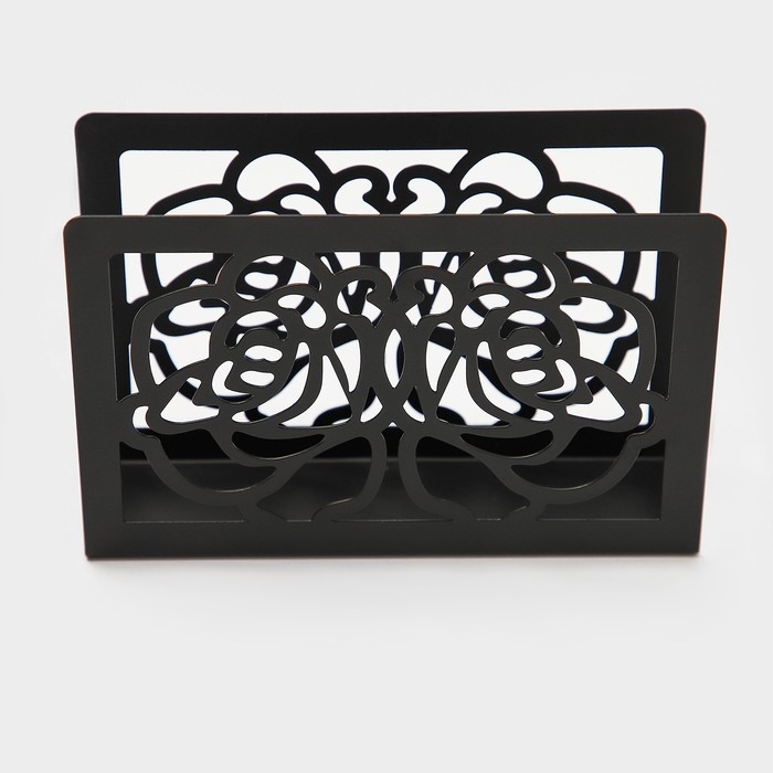 Салфетница Доляна «Цветы», 15×4×10 см, цвет чёрный