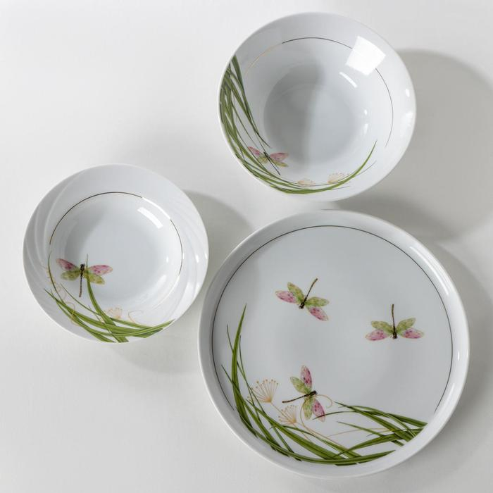 Сервиз столовый фарфоровый «Стрекоза», 37 предметов, 2 вида тарелок Сервиз столовый фарфоровый «Стрекоза», 37 предметов, 2 вида тарелок