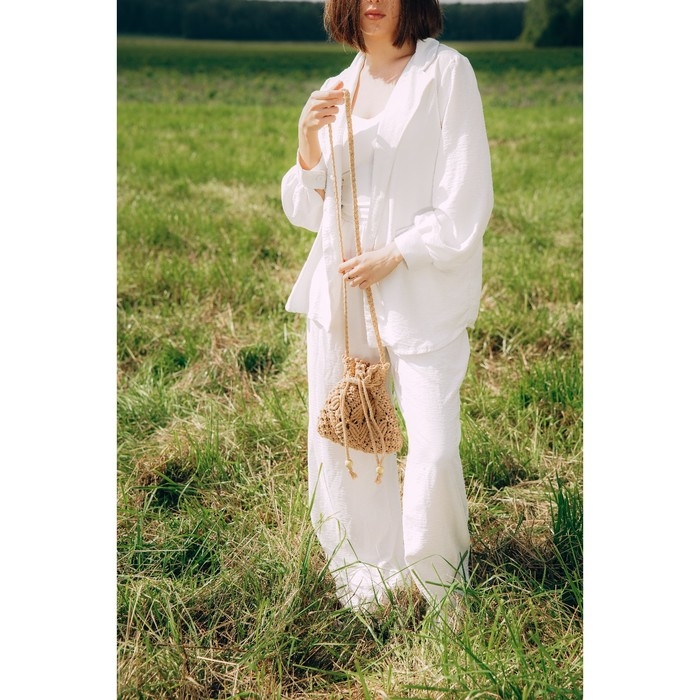 Сумка женская SL Home, ручное плетение, хлопок, длина ручек 55 см, 22×22 см Сумка женская SL Home, ручное плетение, хлопок, длина ручек 55 см, 22×22 см