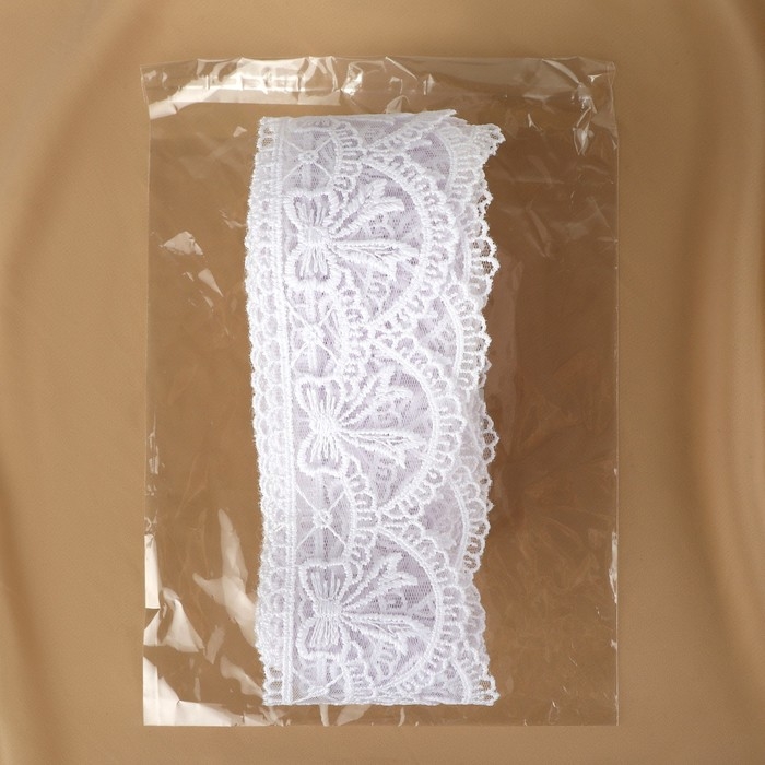 Кружево на сетке, 55 мм × 11 ± 1 м, цвет белый Кружево на сетке, 55 мм × 11 ± 1 м, цвет белый