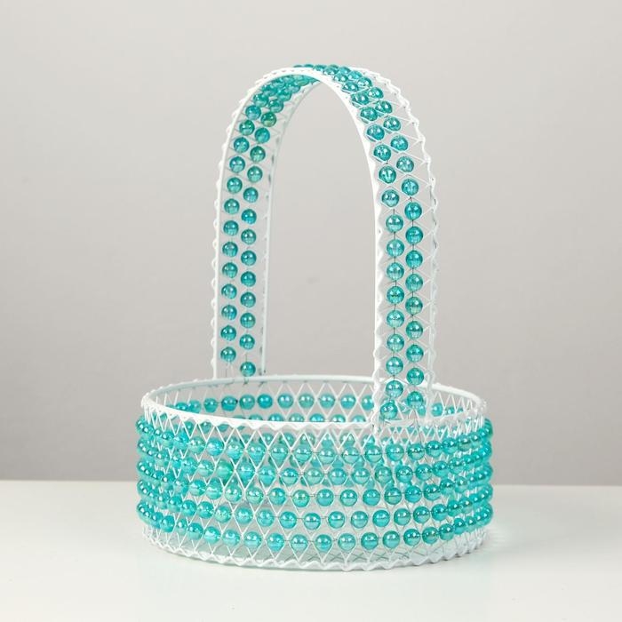 Корзина, 16х6/23 см, металл, бусины Корзина, 16х6/23 см, металл, бусины