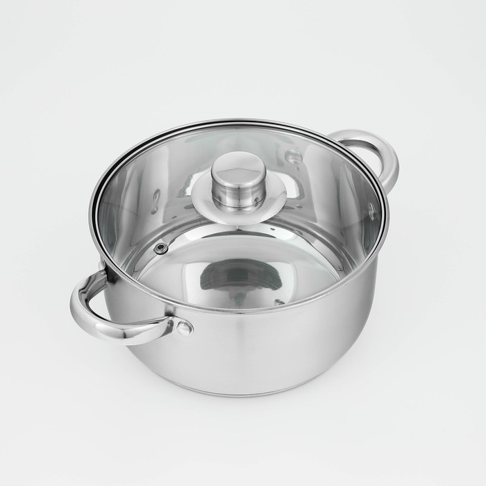 Кастрюля из нержавеющей стали Доляна «Гретте», 3,2 л, d=20 см, с крышкой, капсульное дно, индукция Кастрюля из нержавеющей стали Доляна «Гретте», 3,2 л, d=20 см, с крышкой, капсульное дно, индукция