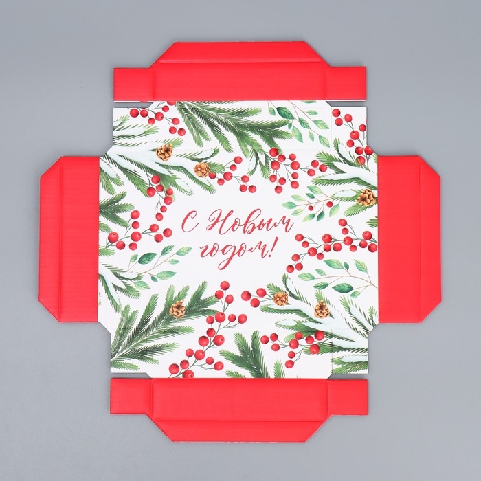 Коробка подарочная новогодняя складная «Новогодние веточки », 12 х 12 х 6.5 см, Новый год Коробка подарочная новогодняя складная «Новогодние веточки », 12 х 12 х 6.5 см, Новый год