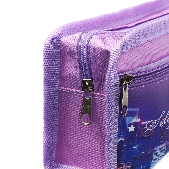 Пенал школьный на молнии Calligrata Пенал школьный на молнии Calligrata "Мишки", 2 отделения, сиреневый