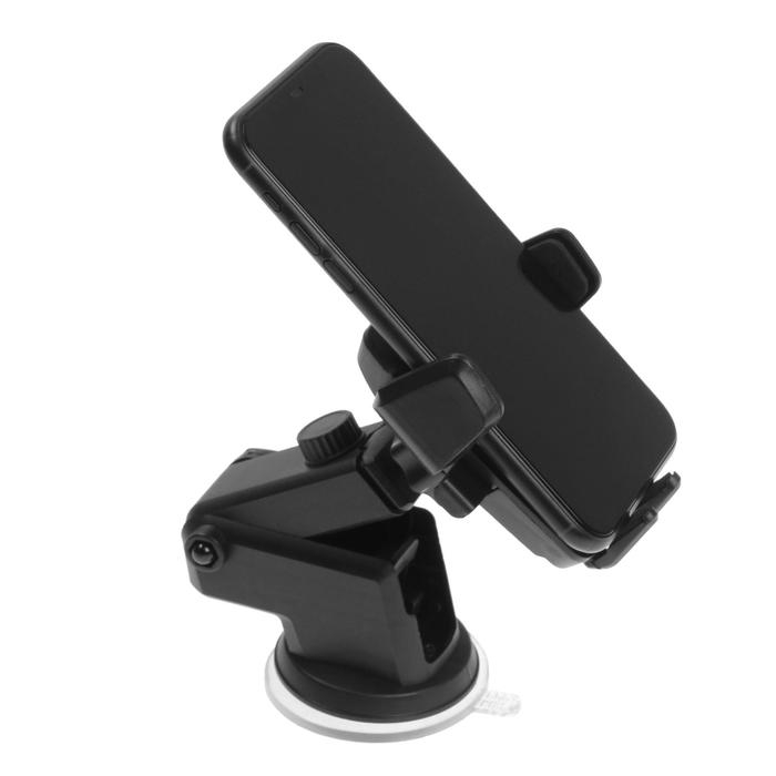 Держатель телефона на присоске, раздвижной 6.5-10 см, черный Держатель телефона на присоске, раздвижной 6.5-10 см, черный