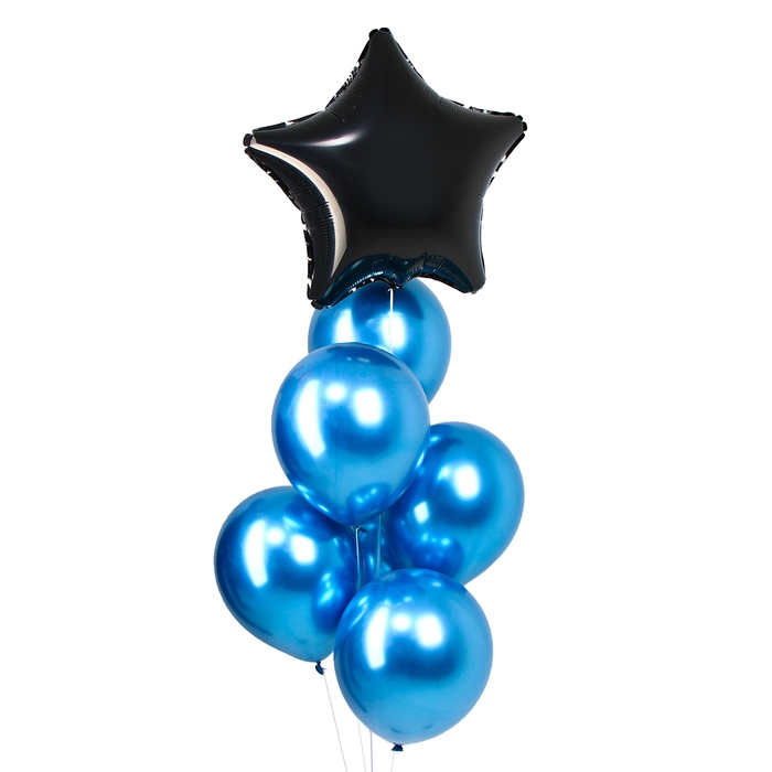 Букет из воздушных шаров «Звезда» синий хром, набор 7 шт. Букет из воздушных шаров «Звезда» синий хром, набор 7 шт.