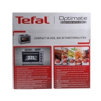 Мини печь Tefal OF463D30, 3000 Вт, 32 л, гриль, конвекция, таймер, серебристо-чёрная