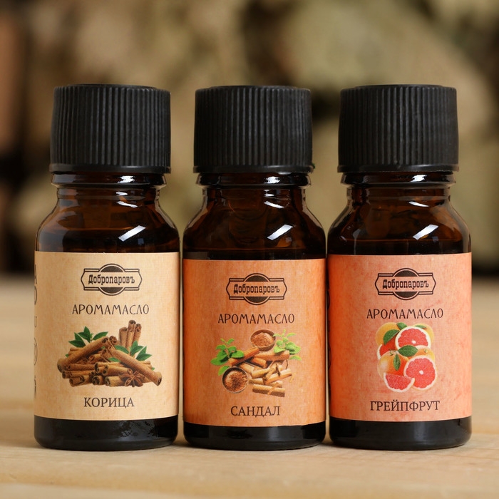 Эфирное масло Эфирное масло "Сандал, Грейпфрут, Корица", набор 3 шт по 10 мл, Добропаровъ