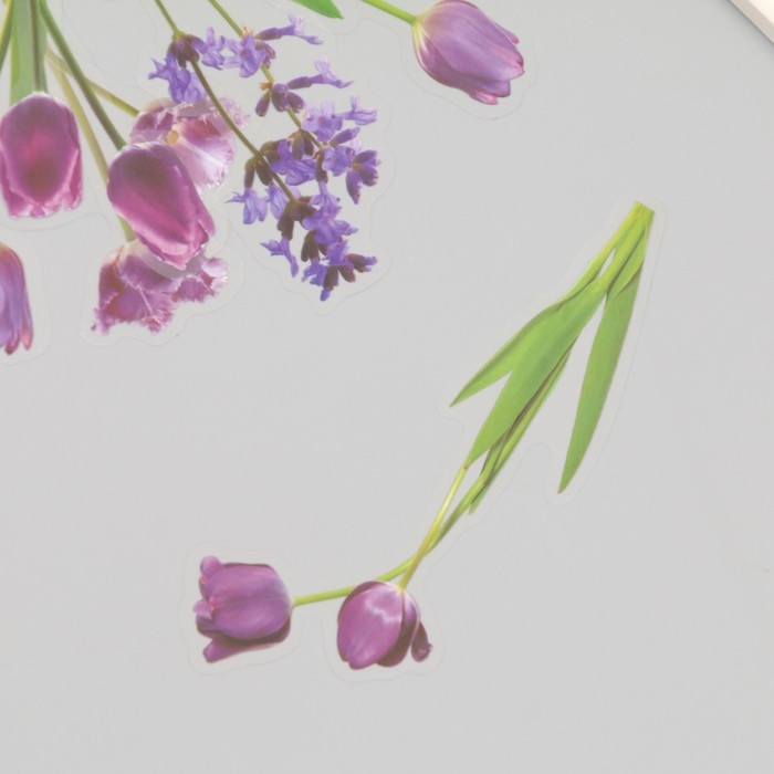 Наклейки пластик Наклейки пластик "Цветы и цитаты. Сиреневые" набор 12 шт 8,5х21,5х0,2 см