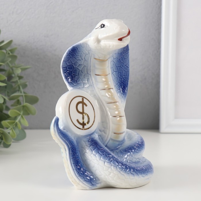 Сувенир керамика Сувенир керамика "Кобры с монетами" синие с золотом набор 2 шт 9х12,2х15,5 см