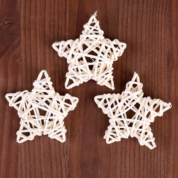 Декор для творчества из лозы «Звезда» набор 3 шт., размер 1 шт. — 6,5 см, цвет натуральный Декор для творчества из лозы «Звезда» набор 3 шт., размер 1 шт. — 6,5 см, цвет натуральный
