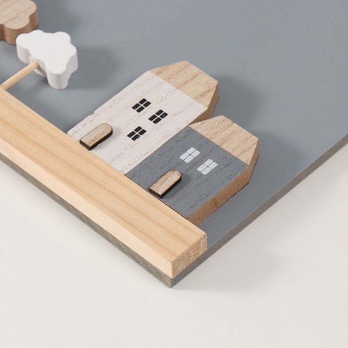 Крючки декоративные дерево Крючки декоративные дерево "Домики и деревья" серый 28х33,5 см