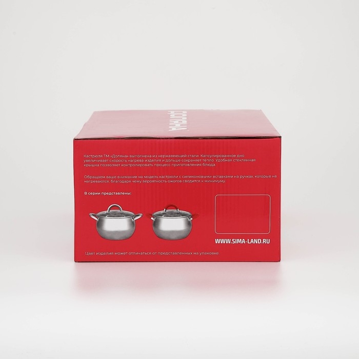 Кастрюля из нержавеющей стали Доляна «Вернер», 3,5 л, d=20 см, с крышкой, индукция Кастрюля из нержавеющей стали Доляна «Вернер», 3,5 л, d=20 см, с крышкой, индукция