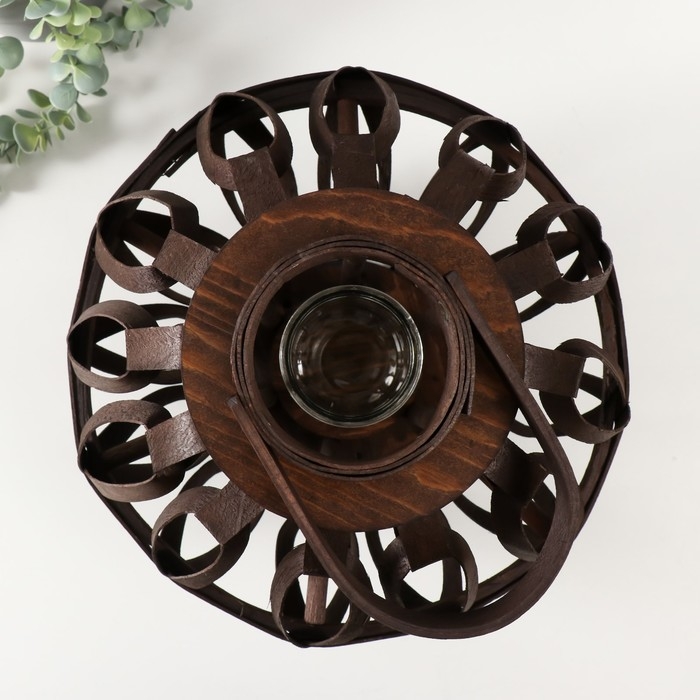 Подсвечник дерево на 1 свечу Подсвечник дерево на 1 свечу "Петельки" тёмно-коричневый 10х34х30 см