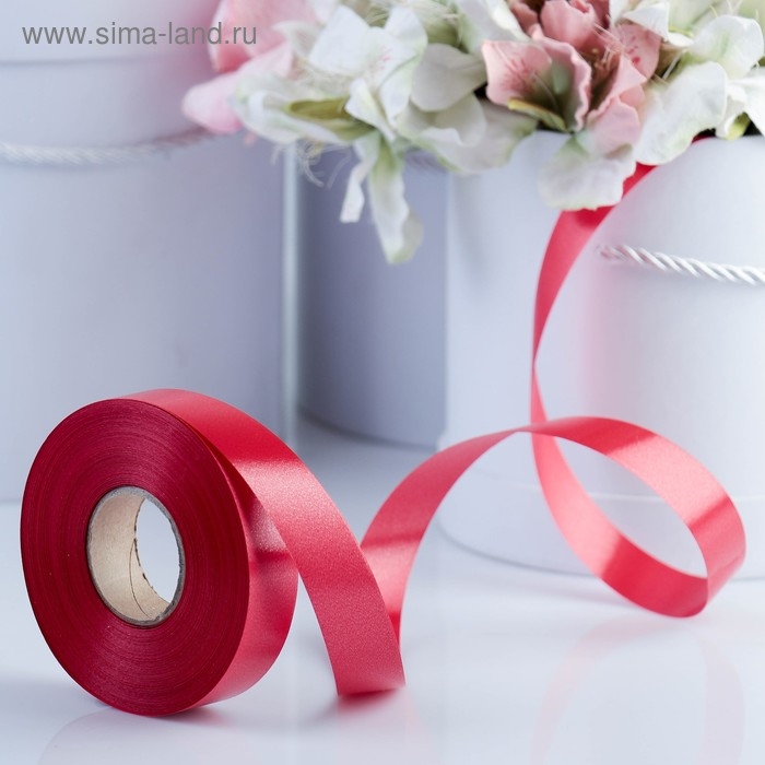 Лента для декора и подарков, красный, 2 см х 45 м Лента для декора и подарков, красный, 2 см х 45 м