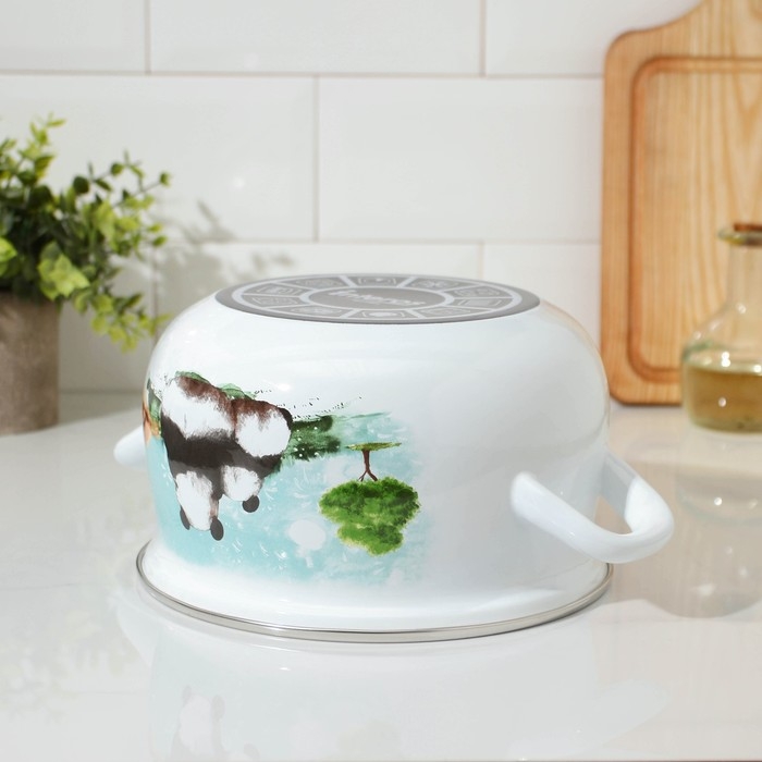 Кастрюля эмалированная «Панды», 3,1 л, стеклянная крышка, индукция Кастрюля эмалированная «Панды», 3,1 л, стеклянная крышка, индукция