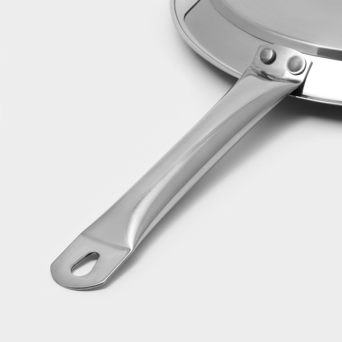 Сковорода блинная из нержавеющей стали «Общепит», d=28 см, толщина корпуса 0,6 мм, капсульное дно 3,5 мм, антипригарное покрытие, индукция Сковорода блинная из нержавеющей стали «Общепит», d=28 см, толщина корпуса 0,6 мм, капсульное дно 3,5 мм, антипригарное покрытие, индукция