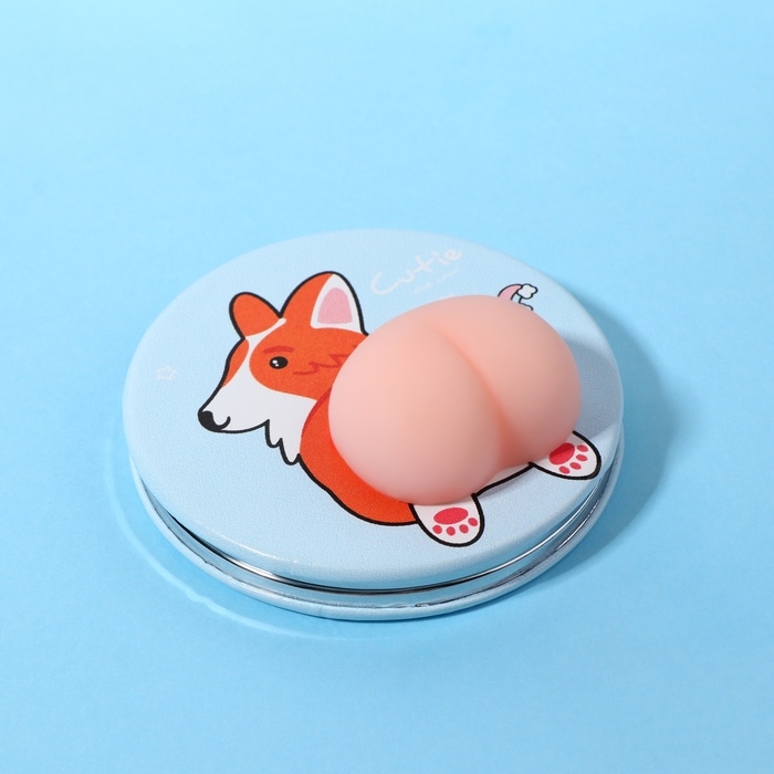 Зеркало - антистресс «Корги», складное, d = 7,2 см, с увеличением, искусственная кожа, цвет голубой Зеркало - антистресс «Корги», складное, d = 7,2 см, с увеличением, искусственная кожа, цвет голубой