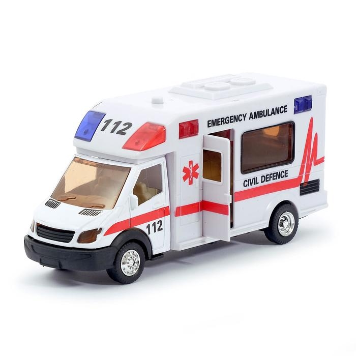 Машина металлическая «Скорая помощь», инерционная, световые и звуковые эффекты, масштаб 1:48 Машина металлическая «Скорая помощь», инерционная, световые и звуковые эффекты, масштаб 1:48